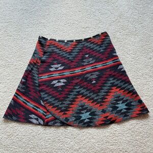 Erin MacLeod Aztec SW Wrap Mini Skirt Adjustable Snap‎ Closure USA Festival Boho